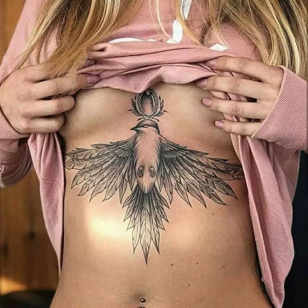 Bird Underboob Tattoo