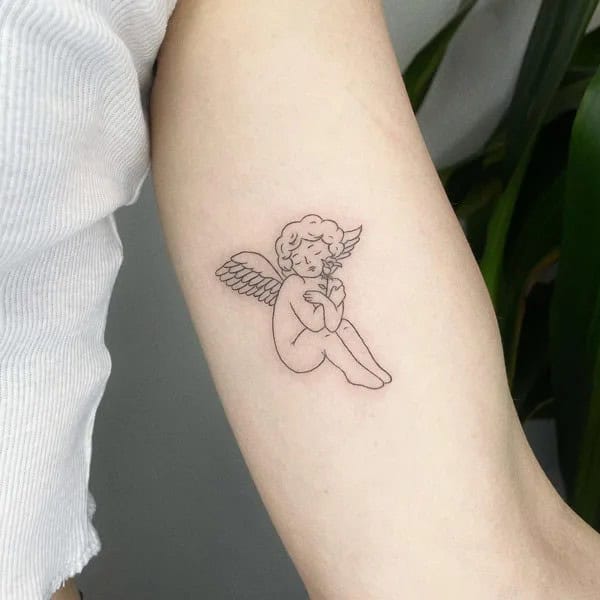 Cupid Outline Tattoo