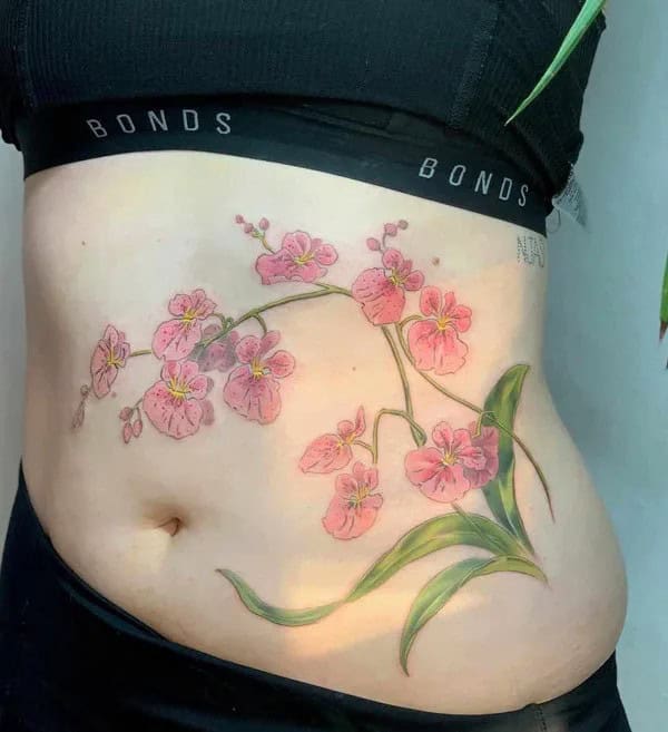 Flower Stomach Tattoo