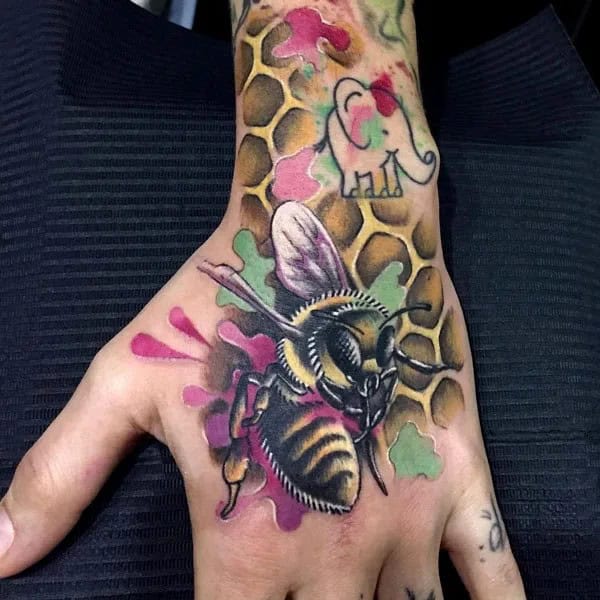 Bee Hand Tattoo