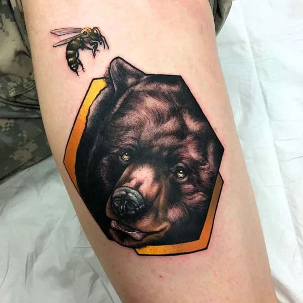 Bear and Bee Tattoo