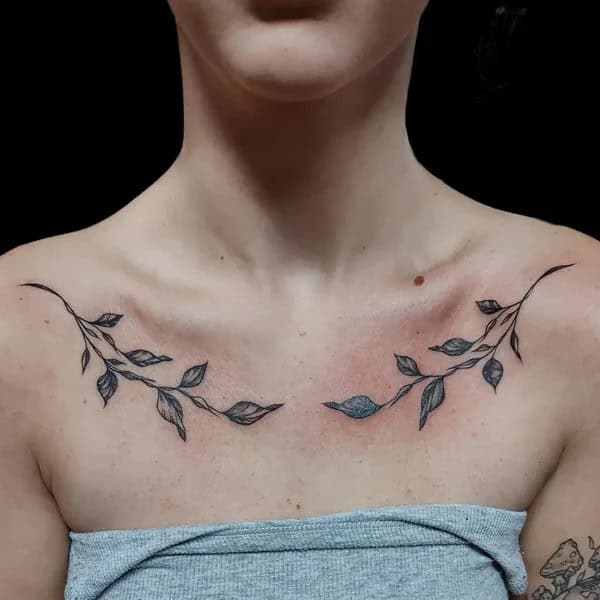 Vine Collarbone Tattoo