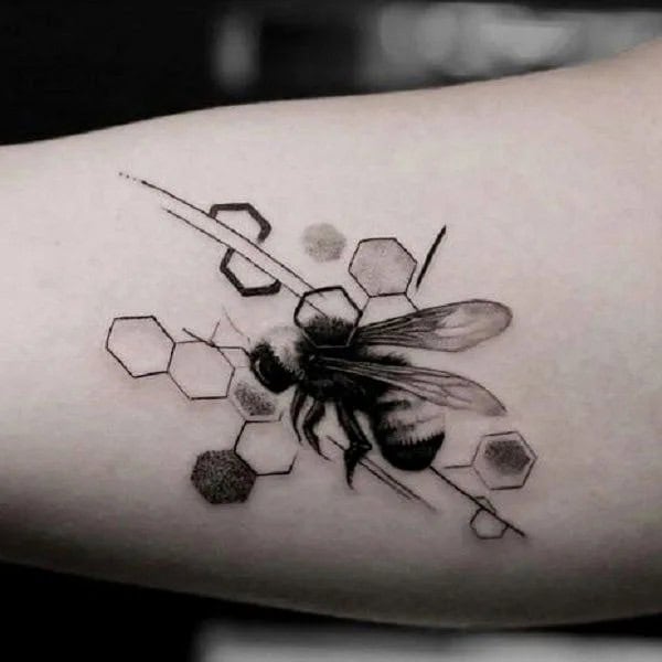 Black and White Bee tattoo