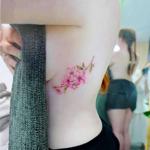 Cherry Blossom Under Breast Tattoo