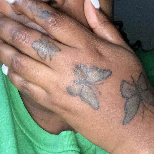 Semicolon Butterfly Hand Tattoo