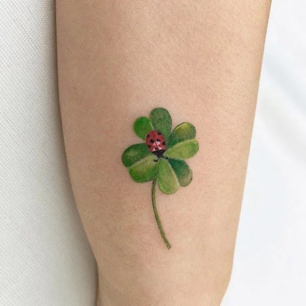 Ladybug on Leaf Tattoo