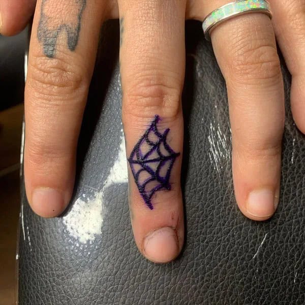 Spider Web Finger Tattoo