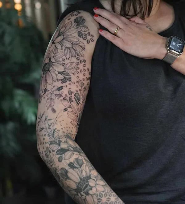 Sunflower Sleeve Tattoo