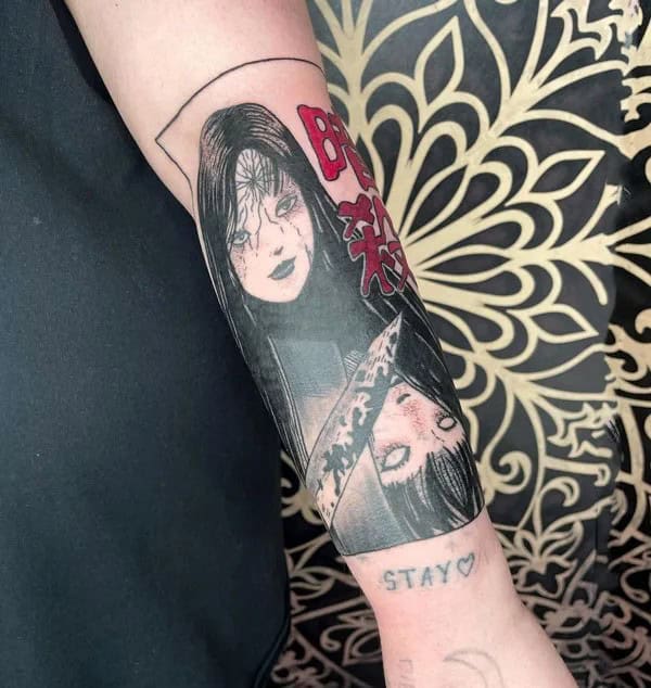 Geometric Junji Ito Tattoo