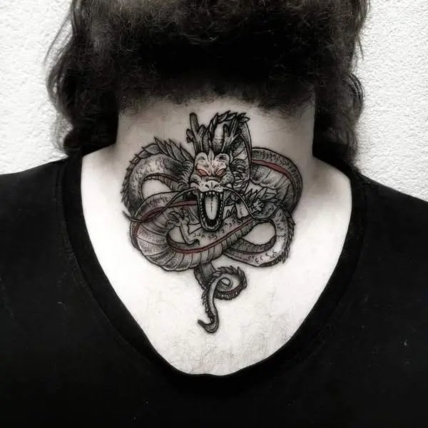 Shenron Tattoo On Throat