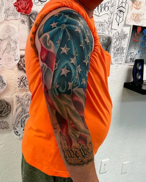 American Flag Sleeve Tattoo