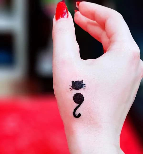 Cat Semicolon Tattoo