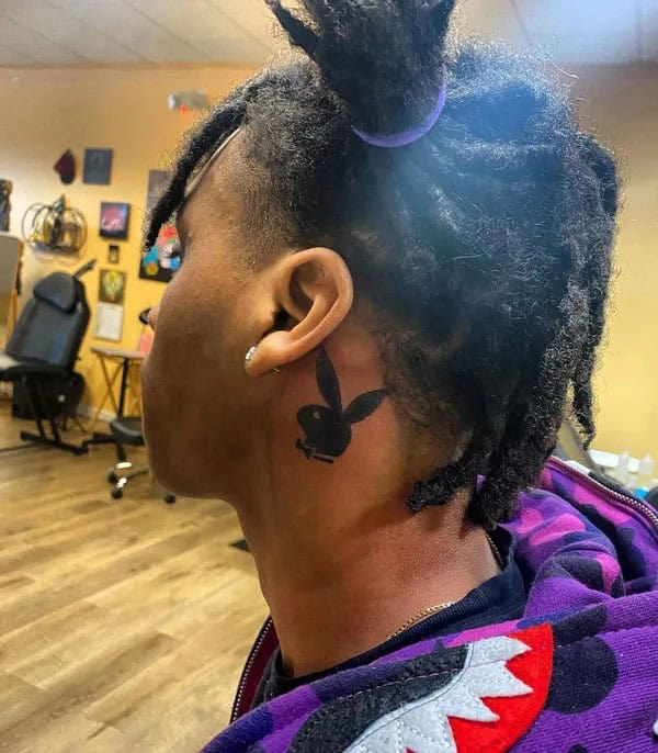 Playboy Bunny Tattoo Behind the Ear