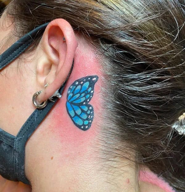 Watercolor Butterfly Tattoo Behind The Ear