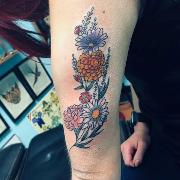 Marigold Sleeve Tattoo