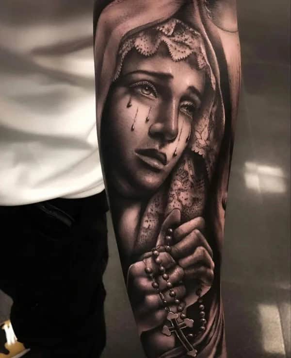 Virgin Mary Forearm Tattoo