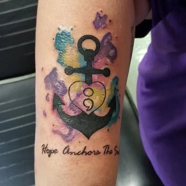 Anchor Semicolon Tattoo