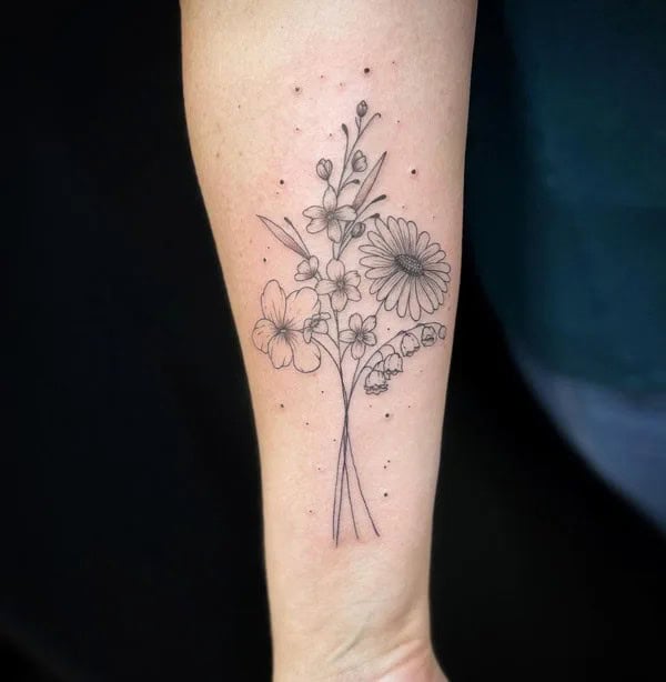 Daisy and Lily of The Valley Tattoo