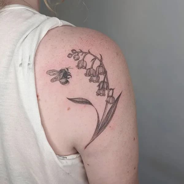 May Birth Flower and Bee Tattoo