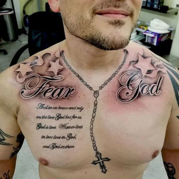 Fear God Tattoo on Chest