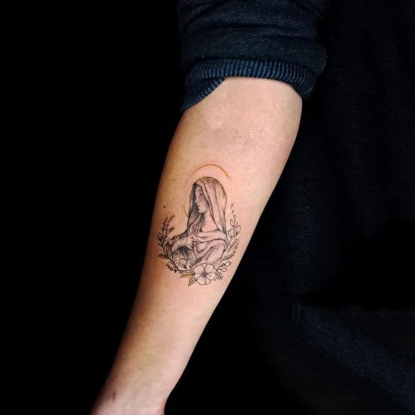 Small Virgin Mary Tattoo