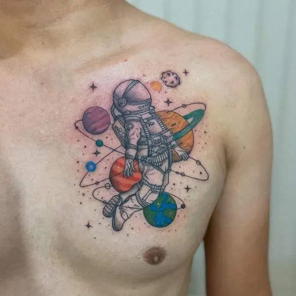 Astronaut Chest Tattoo