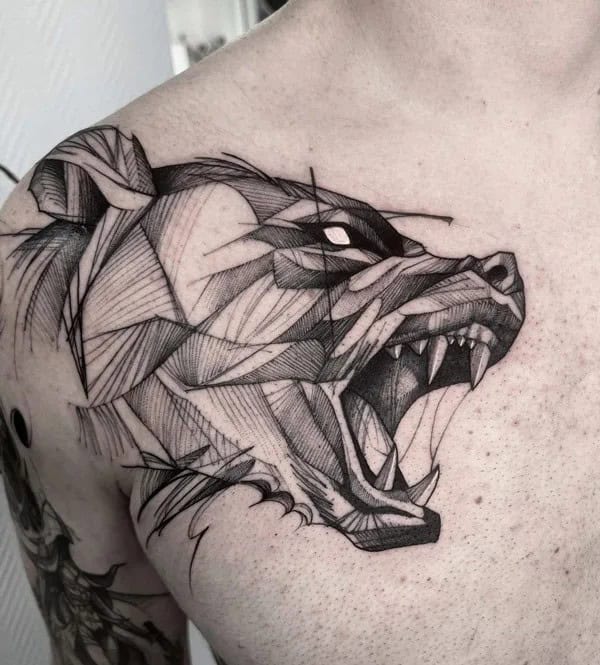 Bear Shoulder Tattoo