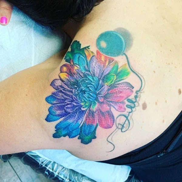 November Birth Flower with Name Tattoo