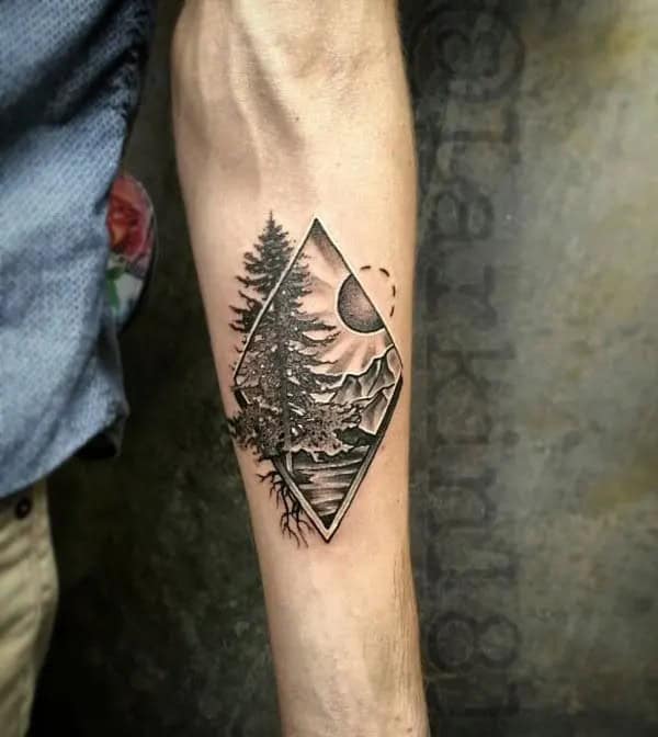 Mountain and Tree Tattoo