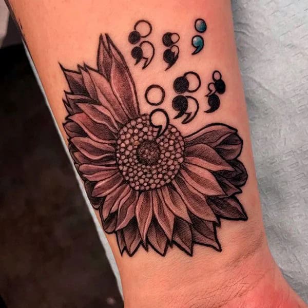 Sunflower Semicolon Tattoo