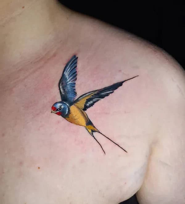 Realistic Swallow Tattoo