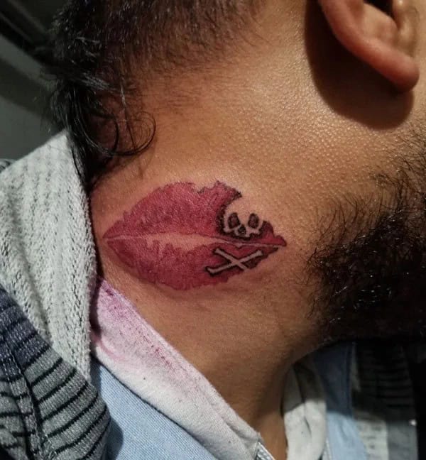 Feisty Neck Lip Tattoo