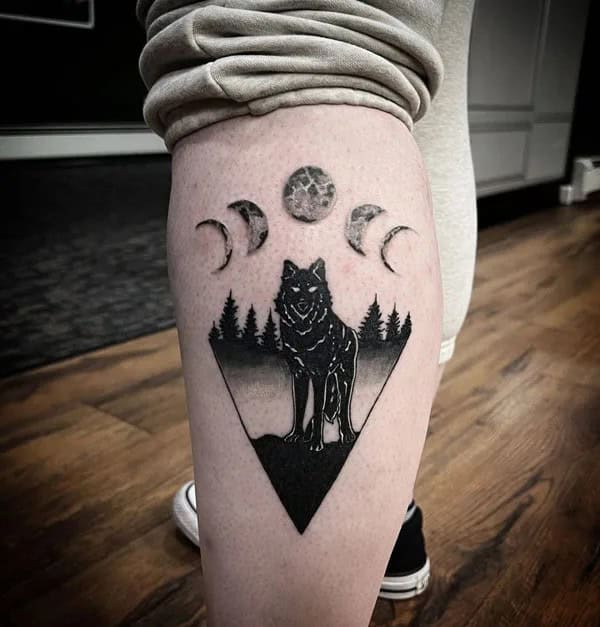 Wolf Moon Phase Tattoo