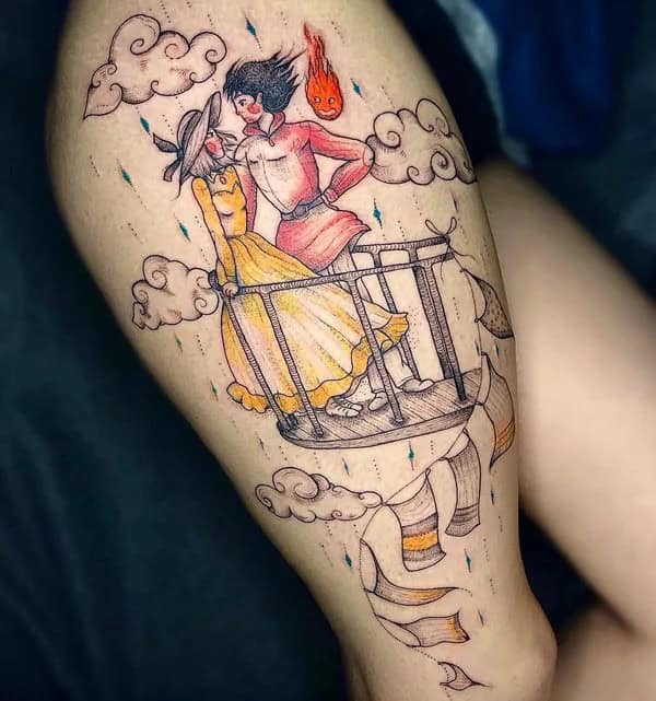 Thigh Howl’s Moving Castle Tattoo