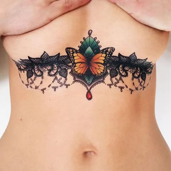 Butterfly Underboob Tattoo