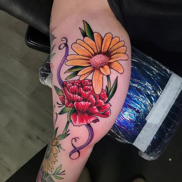 Carnation and Daisy Tattoo