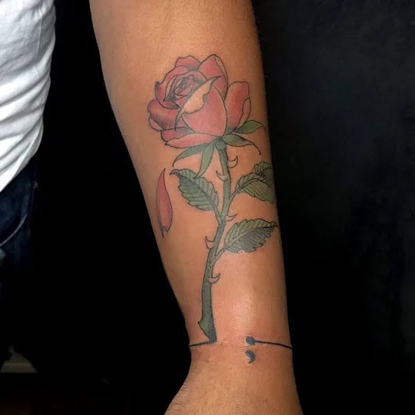 Rose Semicolon Tattoo