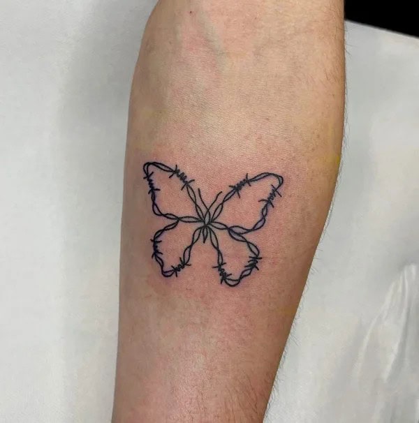 Barbed Wire Butterfly Tattoo