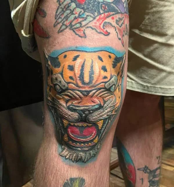 Tiger Knee Tattoo