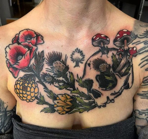 Wildflower Chest Tattoo