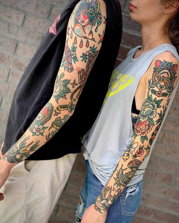 Traditional Couple Tattoo