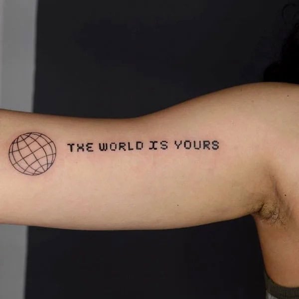 “The World Is Yours” Finger Tattoo