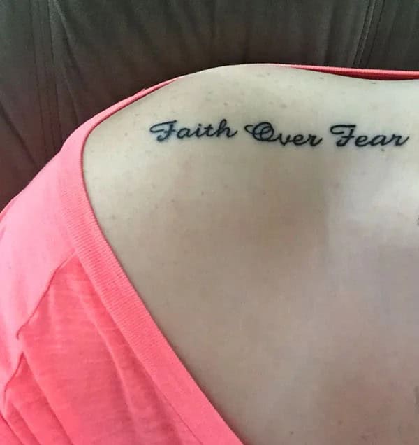 “Faith Over Fear” Shoulder Tattoo