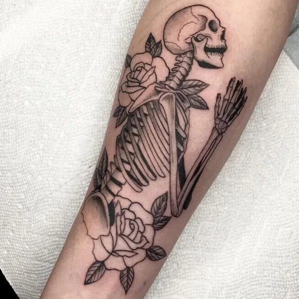 Praying Skeleton Tattoo