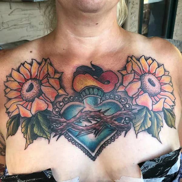 Sunflower Chest Tattoo