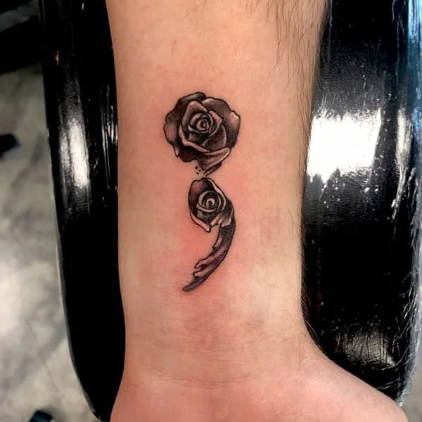 Rose Semicolon Tattoo