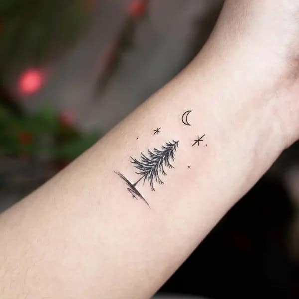 Small Pine Tree Tattoo