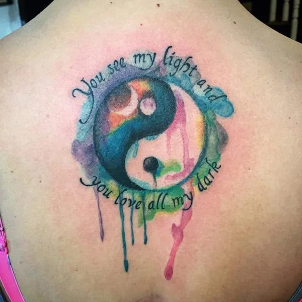 Watercolor Yin Yang Tattoo