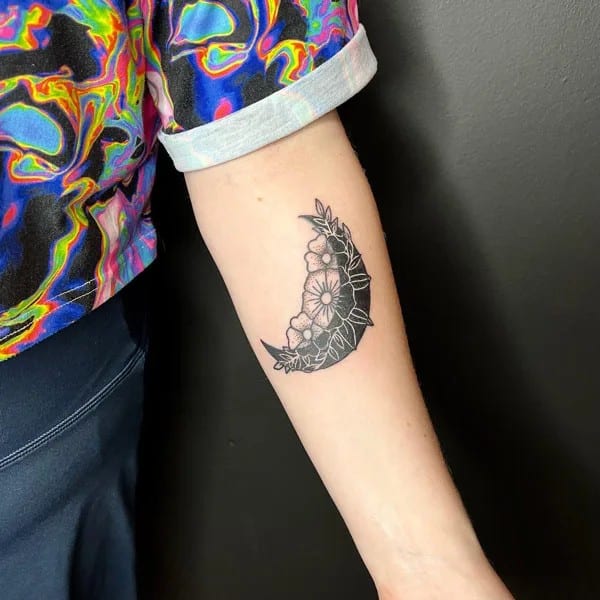 Negative Space Moon Tattoo