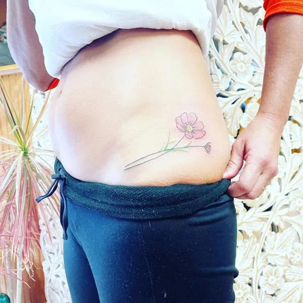 Cute Cosmos Flower Tattoo